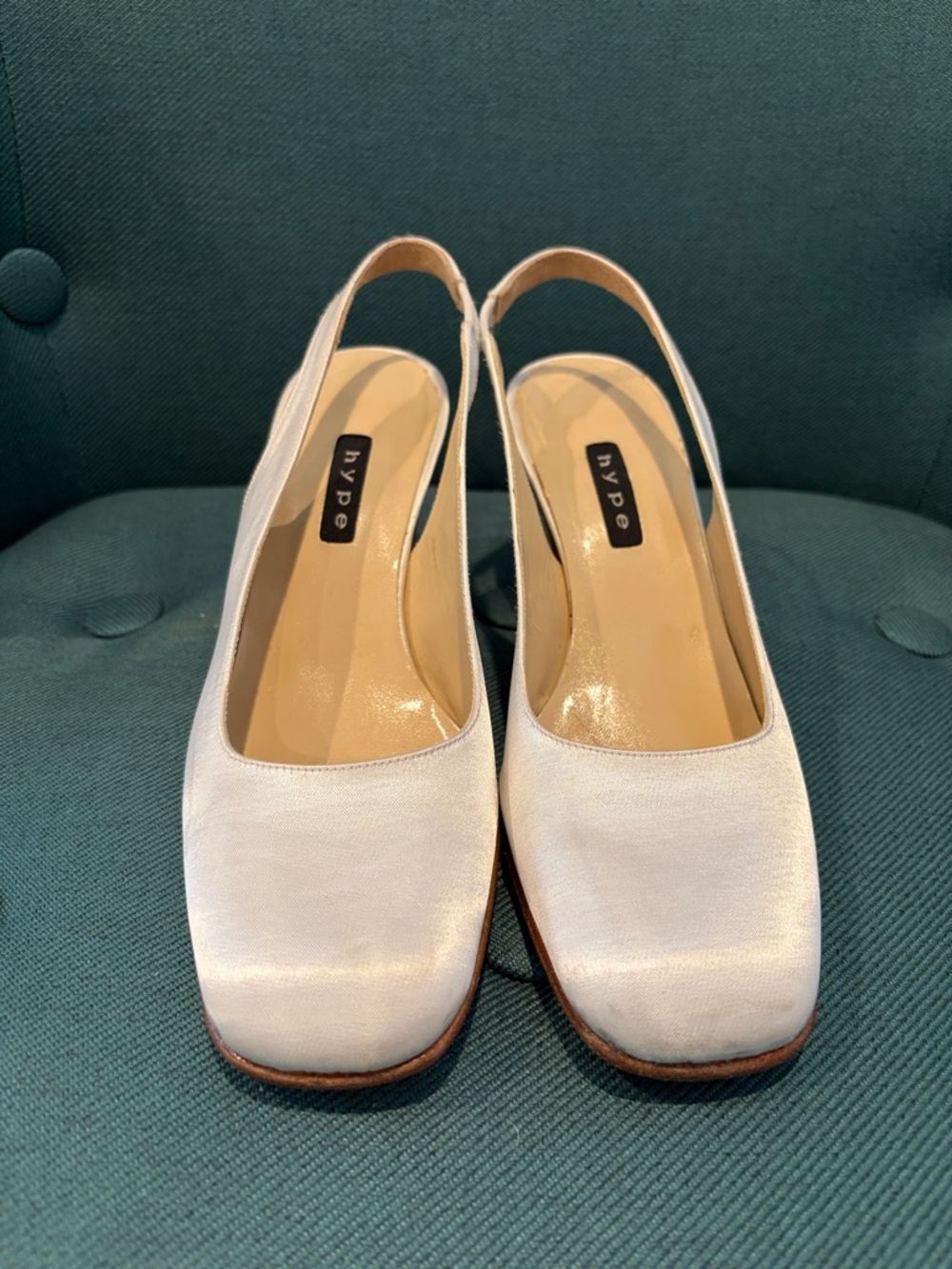 Hype Cream Square-Toe Slingback Pumps